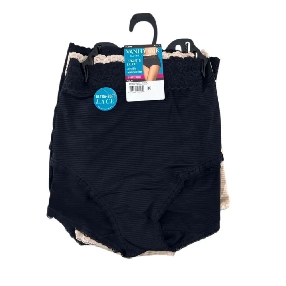 Women's Light & Luxe Brief Underwear Panty Stretch Lace Waistband 3-Pack 4X